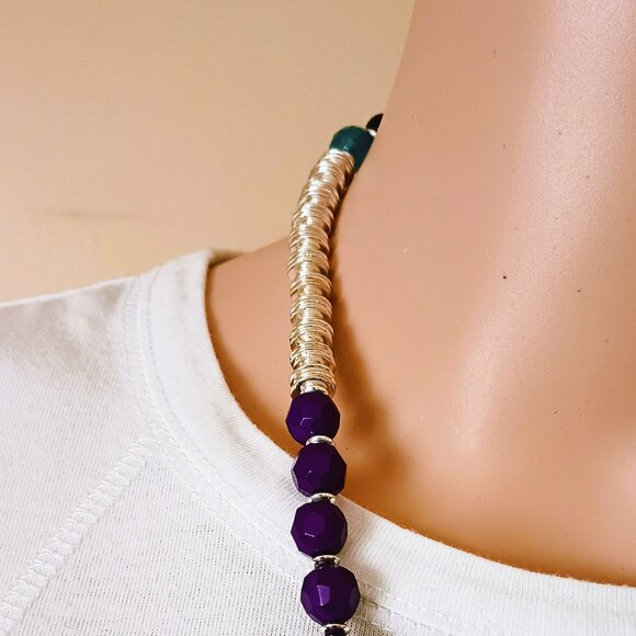 Chico's Chania Long Beaded Necklace 40" Multicolor Silver Tone New - Picture 5 of 10